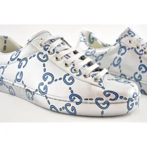 GUCCI★SNEAKERS MENS NEW ACE GG GHOST SILVER COATED LEATHER GUCCI SNEAKERS MENS NEW ACE GG GHOST SILVER COATED LEATHER